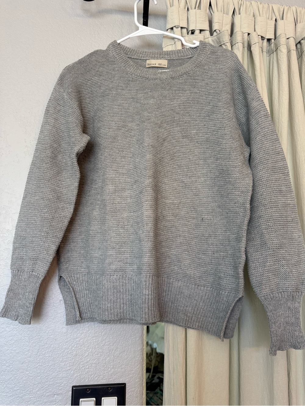 BE COOL Light Gray Knit Crewneck Sweater